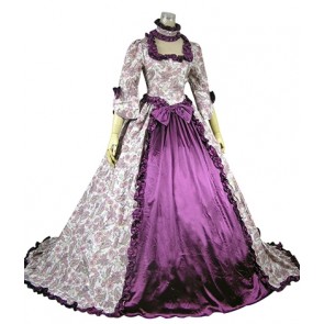 Southern Belle Romantic Romantik Floral Printed U Neck Ruffles Lace Ball Gown Fancy Dress