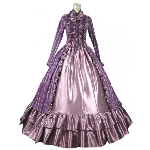 Victorian Vintage Lolita Flower Floral Lace Ruffles Lace Stripe Ball Gown Dress