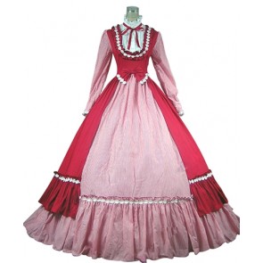 Southern Belle Lolita Turtle Neck Color Collision Ruffles Lace Tiered Floor Length Fancy Dress