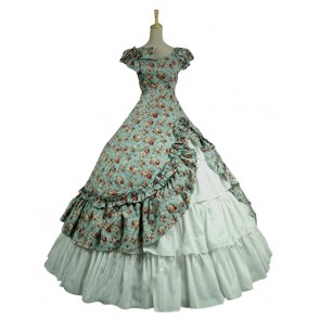 Romantic Romantik Lolita Armelloses Kleid Floral Printed Ruffles Frill Lace Layered Dress