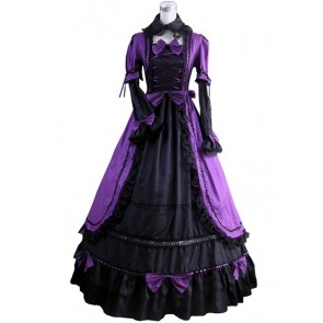 Victorian Vintage Gothic Lolita Frill Lace Pagoda Sleeves Ball Gown Dress