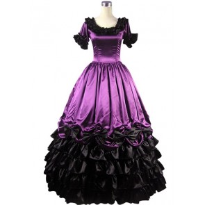 Victorian Vintage Lolita Flower Floral Ruffles Lace Brocaded Fancy Dress Prom