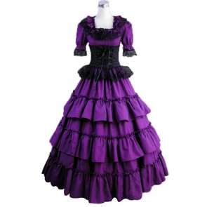 Classic Lolita Ruffles Lace Strappy Falbala Floral Layered Ball Gown Fancy Dress