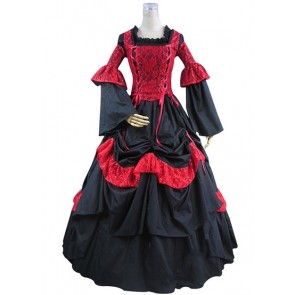 Gothic Lolita Classic Ruffles Lace Frilled Wedding Formal Ball Gown Dress 