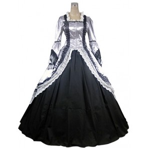 Civil War Lolita Retro Floral Frilled Lace Layered Pagoda Sleeves Ball Gown Dress