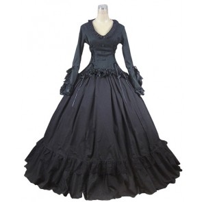 Victorian Reenactment Lolita Classic Top Skirt Ruffles Lace Ball Gown Dress