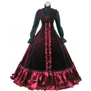 Punk Country Lolita Retro Dolly Collar Lace Frilled Tiered Maid Ball Gown Dress