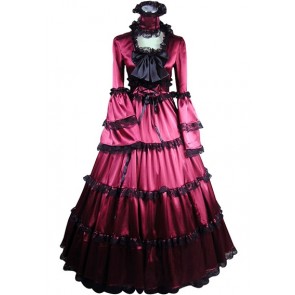 Elegant Gothic Lolita Vintage Pagoda Sleeves Tiered Lace Frilled Ball Gown Dress