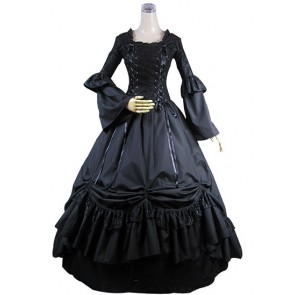 Classic Klassiker Elegant Lolita U Neck Strappy Pagoda Sleeves Frill Tiered Ball Gown Dress