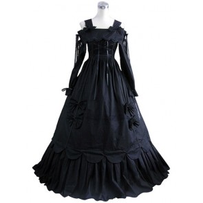 Romantic Romantik Sweet Lolita Spaghetti Strap Long Sleeves Lace Strappy Bowknot Ball Gown Dress