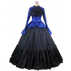 Gorgeous Herrlich Vintage Lolita Ruffles Floral Lace Frill Blouse Floor Length Ball Gown Dress