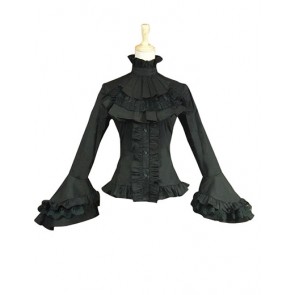 Gothic Lolita Sweet Turtle Neck Ruffles Lace Frill Pagoda Sleeves Blouse Shirt