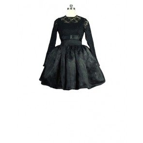 Victorian Gothic Lolita Lace Long Sleeves Frill Ruffles Tutu Dress