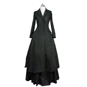 Victorian Vintage Civil War Lolita Jacket Dress Frill Lace Floor Length Dress