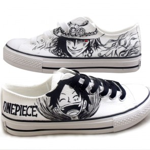One Piece Portgas D Ace Luffy Cosplay Shoes Canvas Shoes