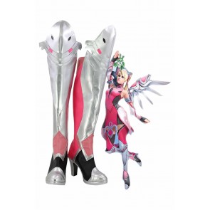 Overwatch Mercy Angela Ziegler Pink Mercy Skin Cosplay Shoes Boots