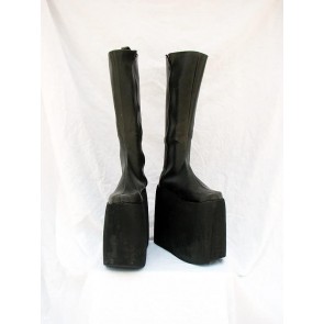 Punk Black Thick Crust Shoes Boots Custom-Made