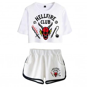Stranger Things 4 Hellfire Club Cospaly Costume Crop Top Shorts Set