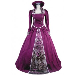 Medieval Court Lolita Vintage Floral Lace Frilled Floor Length Dress