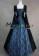 Edwardian Victorian Gothic Lolita U Neck Floral Printed Pagoda Sleeves Strappy Floor Length Dress 