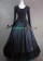Civil War Victorian Retro Brocaded Ball Gown Black Top Lace Dress 
