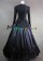 Civil War Victorian Retro Brocaded Ball Gown Black Top Lace Dress 