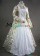 Victorian Georgian Period Retro Flower Printed Ruffles Lace Ball Gown Dress