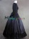 Civil War Victorian Retro Brocaded Ball Gown Black Top Lace Dress 