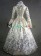 Victorian Georgian Period Retro Flower Printed Ruffles Lace Ball Gown Dress