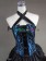 Victorian Punk Lolita Vintage Halter Sleeveless Floral Print Ruffles Falbala Dress