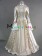 Victorian Georgian Period Retro Flower Printed Ruffles Lace Ball Gown Dress