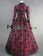 Victorian Georgian Period Retro Flower Printed Ruffles Lace Ball Gown Dress