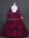 Civil War Lolita Vintage Stripes Ruffles Lace Puff Sleeves Layered Falbala Fancy Floor Length Dress
