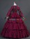 Civil War Lolita Vintage Stripes Ruffles Lace Puff Sleeves Layered Falbala Fancy Floor Length Dress