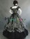 Classical Gothic Vintage Short Puff Sleeves Floral Printed Lace Ruffles Frill Dress