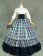 Gothic Lolita Gorgeous Herrlich Floral Turtle Neck Plaid Patchwork Layered Ball Gown Dress