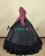 Civil War Lolita Retro U Neck Floral Printed Long Sleeves Ruffles Lace Frill Ball Gown Dress