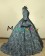 Victorian Georgian Period Retro Flower Printed Ruffles Lace Ball Gown Dress