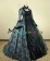 Victorian Georgian Period Retro Flower Printed Ruffles Lace Ball Gown Dress