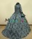 Victorian Georgian Period Retro Flower Printed Ruffles Lace Ball Gown Dress