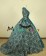 Victorian Georgian Period Retro Flower Printed Ruffles Lace Ball Gown Dress