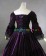 Classical Gothic Edwardian Lolita Slash Neck Pagoda Sleeves Lace Floral Velvet Dress